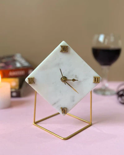 Gold Pillar Clock Stand
